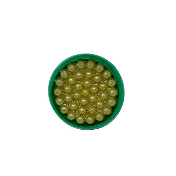 Vintage 1940s Green Cream Dotted Celluloid Earrings Screw Backs - Picture 2 of 6